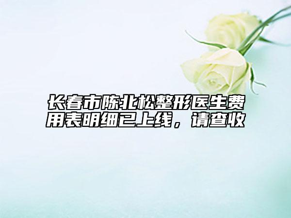 長春市陳北松整形醫(yī)生費(fèi)用表明細(xì)已上線，請查收