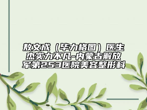 敖文成（畢力格圖）醫(yī)生杰實力不凡-內(nèi)蒙古解放軍第253醫(yī)院美容整形科