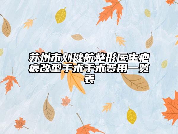 蘇州市劉健航整形醫(yī)生疤痕改型手術(shù)手術(shù)費用一覽表
