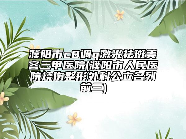 濮陽市c8調q激光祛斑美容三甲醫(yī)院(濮陽市人民醫(yī)院燒傷整形外科公立名列前三)