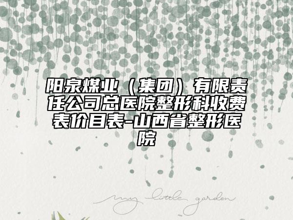 陽泉煤業(yè)（集團）有限責(zé)任公司總醫(yī)院整形科收費表價目表-山西省整形醫(yī)院