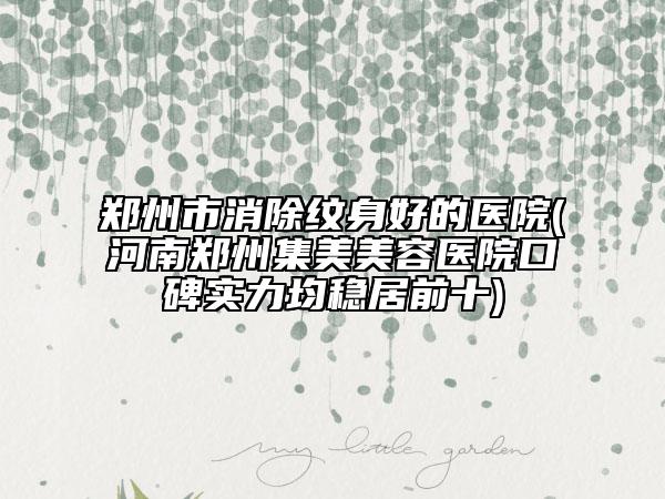 鄭州市消除紋身好的醫(yī)院(河南鄭州集美美容醫(yī)院口碑實力均穩(wěn)居前十)