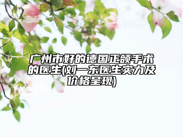 廣州市好的德國正頜手術(shù)的醫(yī)生(劉一東醫(yī)生實力及價格呈現(xiàn))